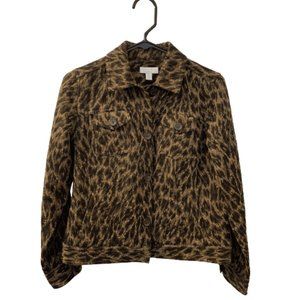Charter Club Animal Print Button Up Jacket Women Petite